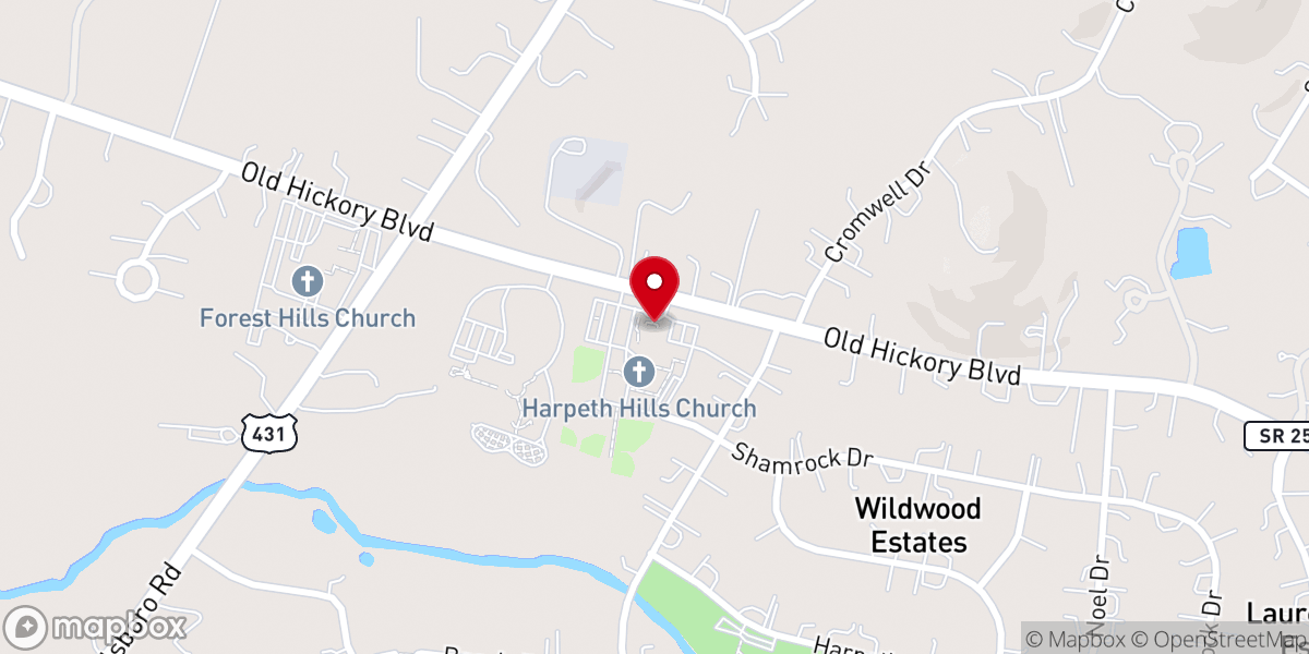Map showing location of Harpeth Hills Church of Christ
