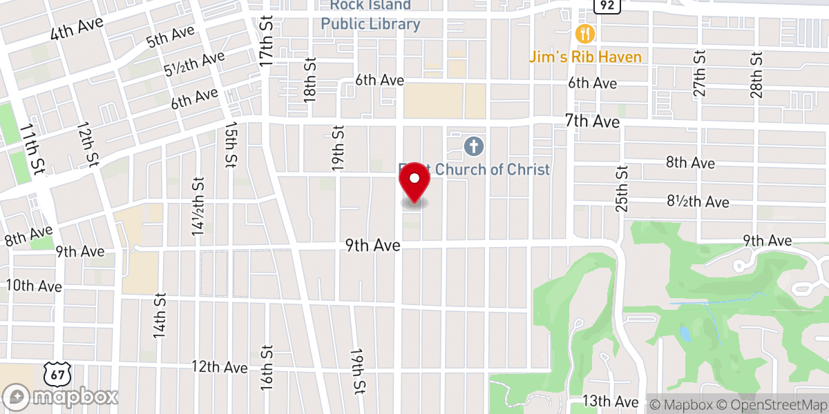 Map showing location of Calvary Chapel Quad Cities