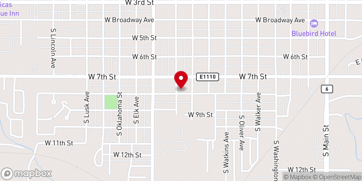 Map showing location of First Hispanic Baptist Church