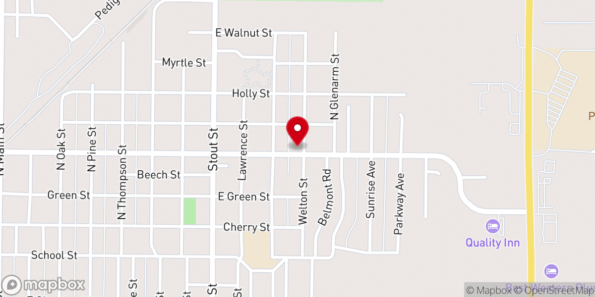 Map showing location of Pratt Free Methodist Church