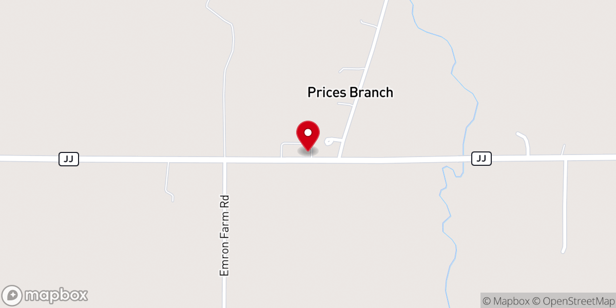 Map showing location of Prices Branch Christian Church
