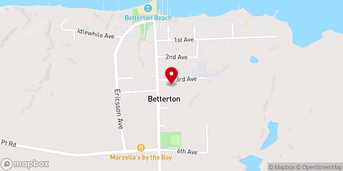 Map showing location of Betterton City Town Office