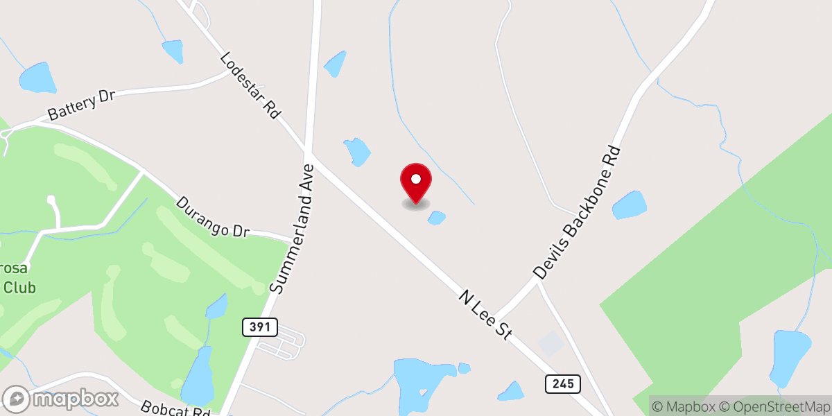 Map showing location of Concord Baptist Church