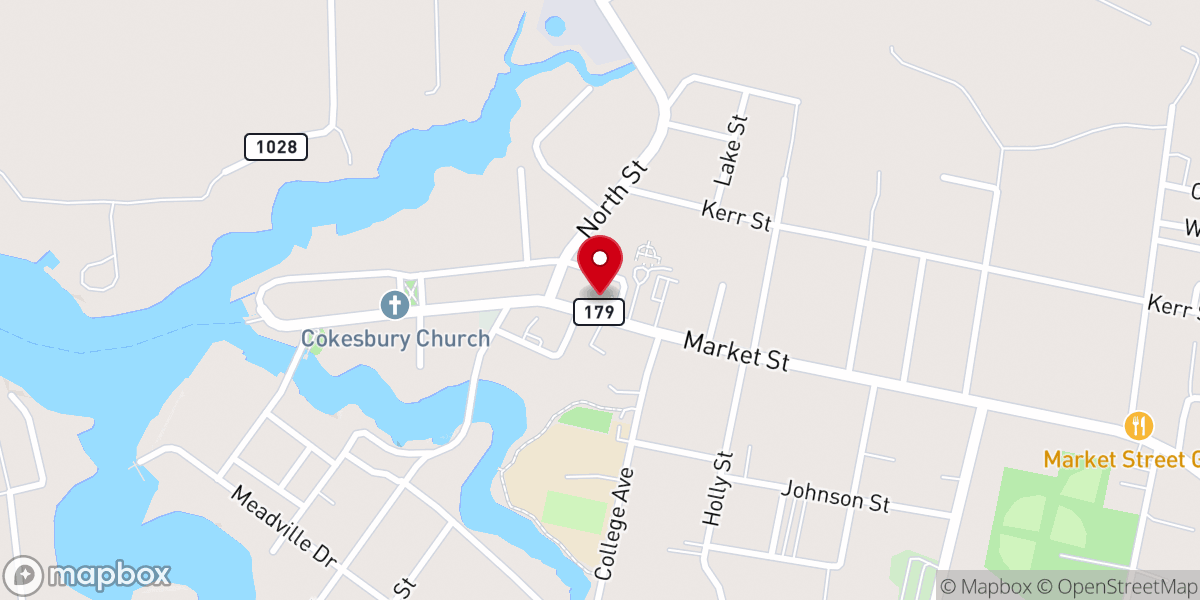 Map showing location of Onancock Baptist Church Activities Bldg