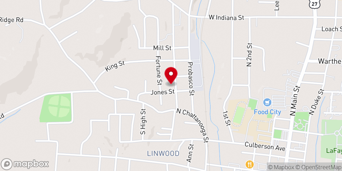 Map showing location of Linwood Baptist Church