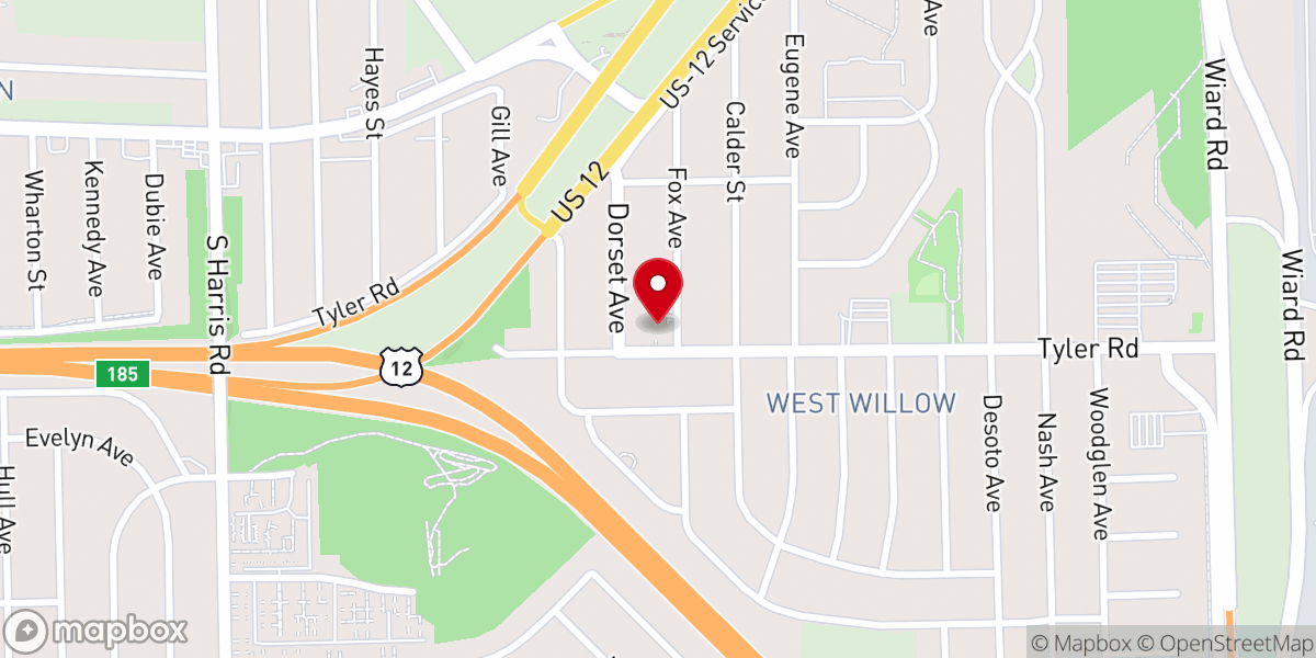 Map showing location of West Willow Church of God in Christ