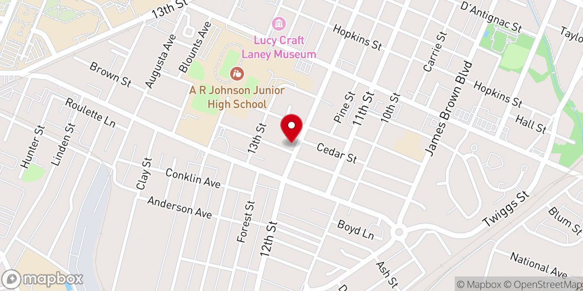 Map showing location of Carmel Baptist Church