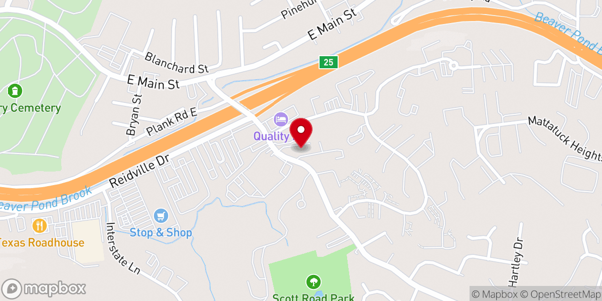 Map showing location of Triumph Church, Waterbury CT