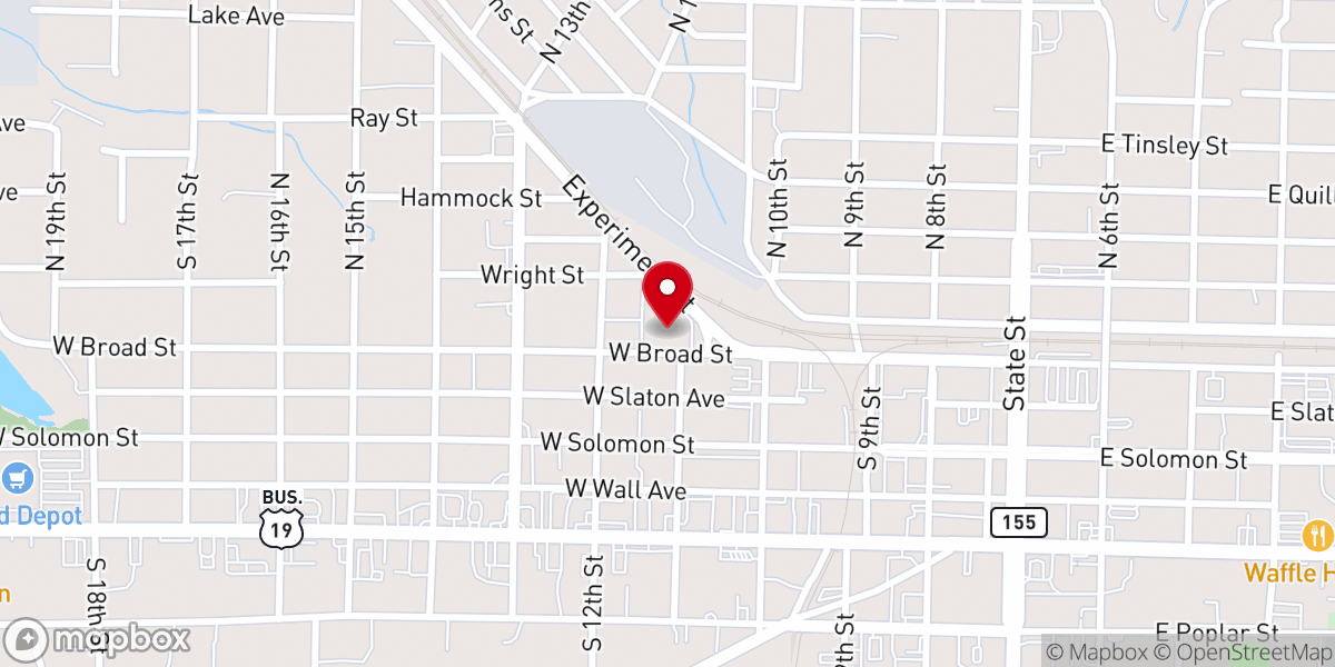 Map showing location of Second Baptist Church/Trinity Methodist Church