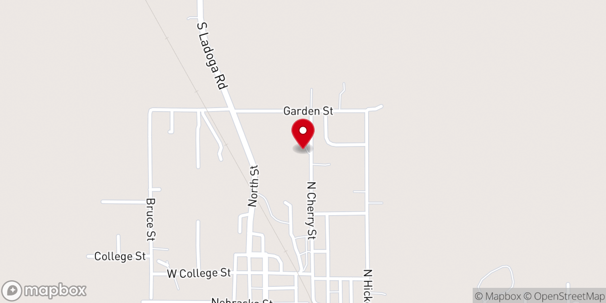 Map showing location of Ladoga Baptist Church