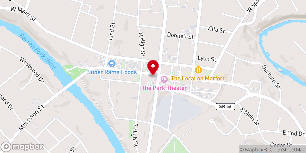 Map showing location of First Presbyterian Church