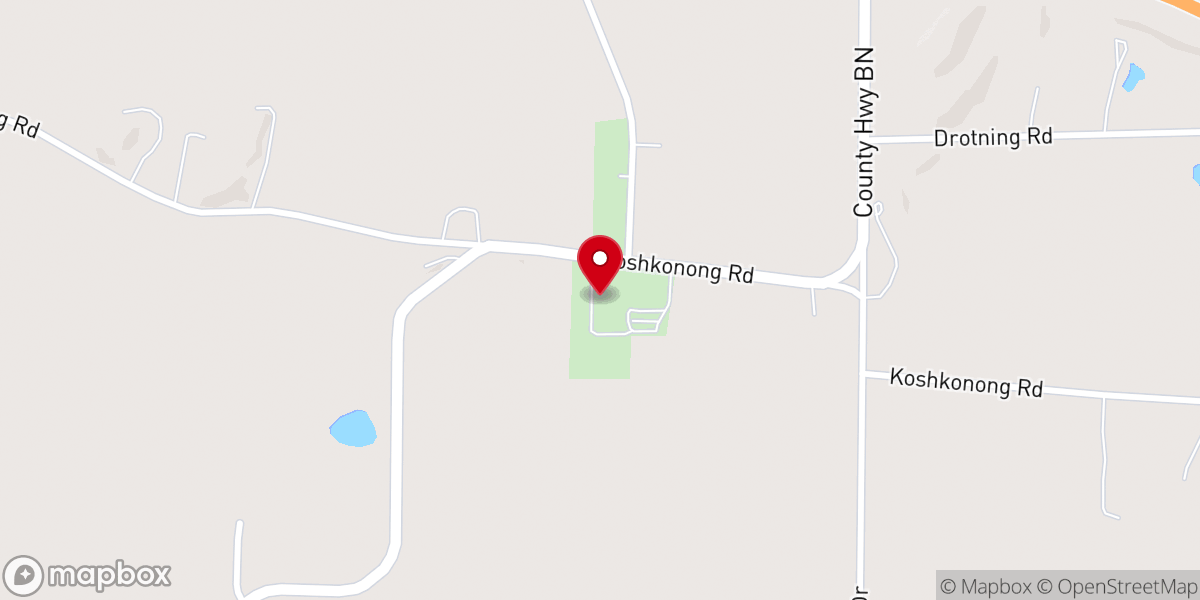 Map showing location of West Koshkonong Lutheran Church