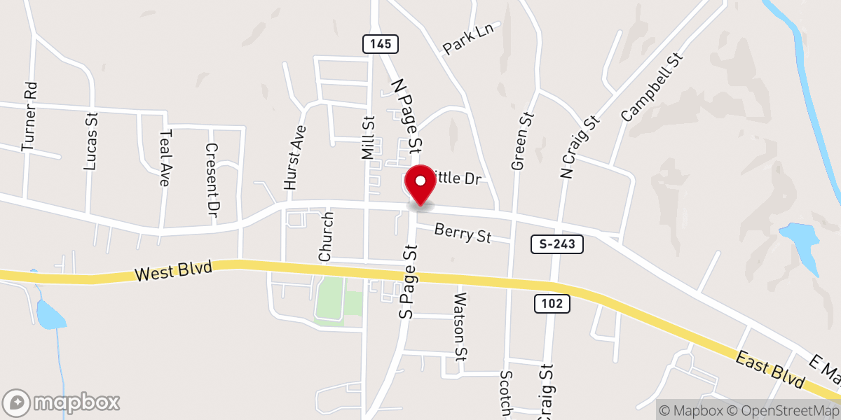 Map showing location of Mt Airy Ame Zion Church