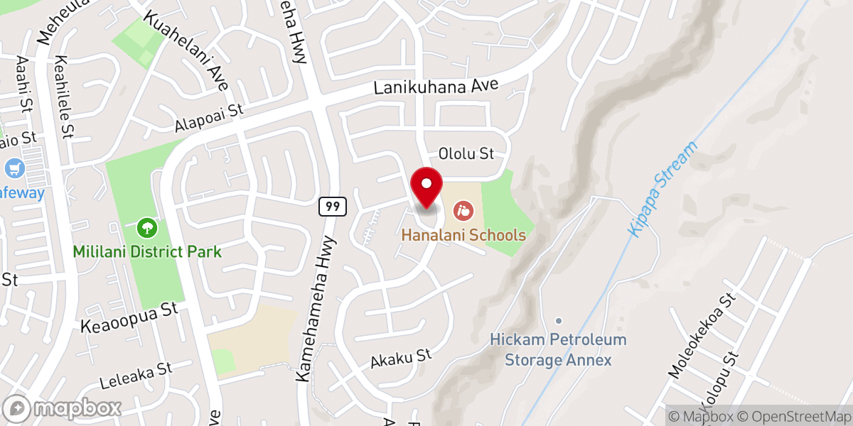 Map showing location of Mililani Baptist Church