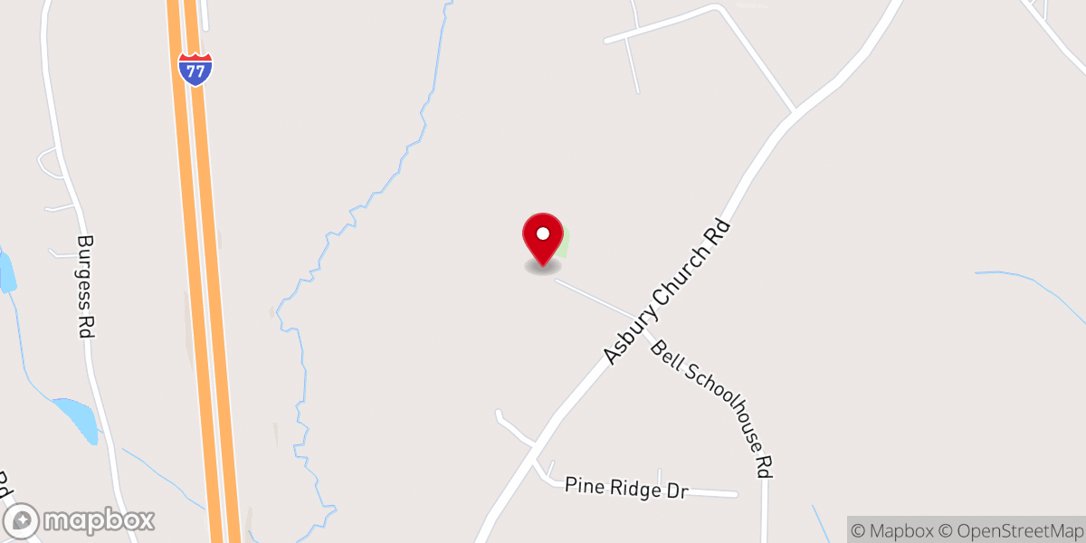 Map showing location of Asbury United Methodist Church