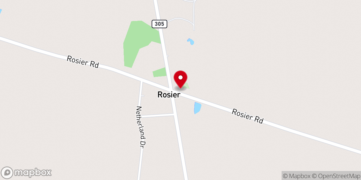 Map showing location of Rosier Grove Church