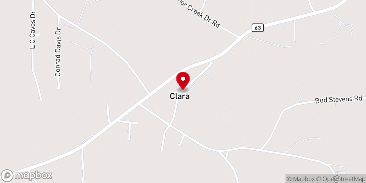 Map showing location of First Baptist Church-Clara