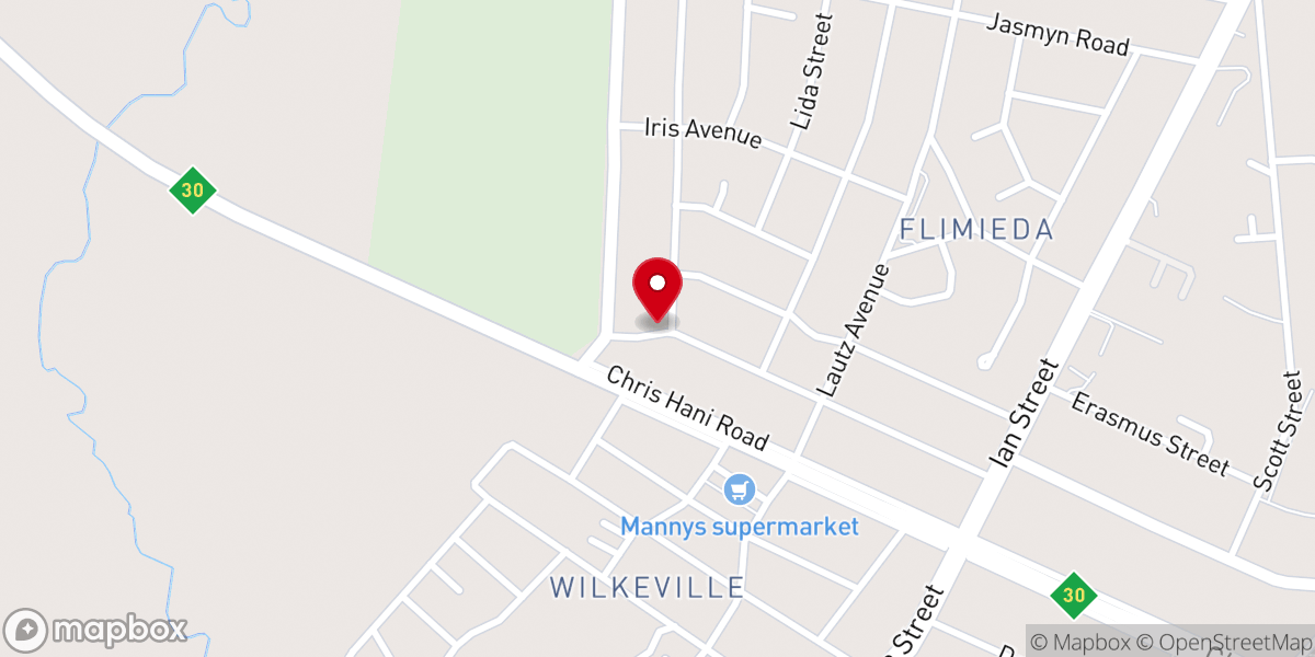 Map showing location of Nederduitse Gereformeerde Kerk - Klerksdorp-Flimieda