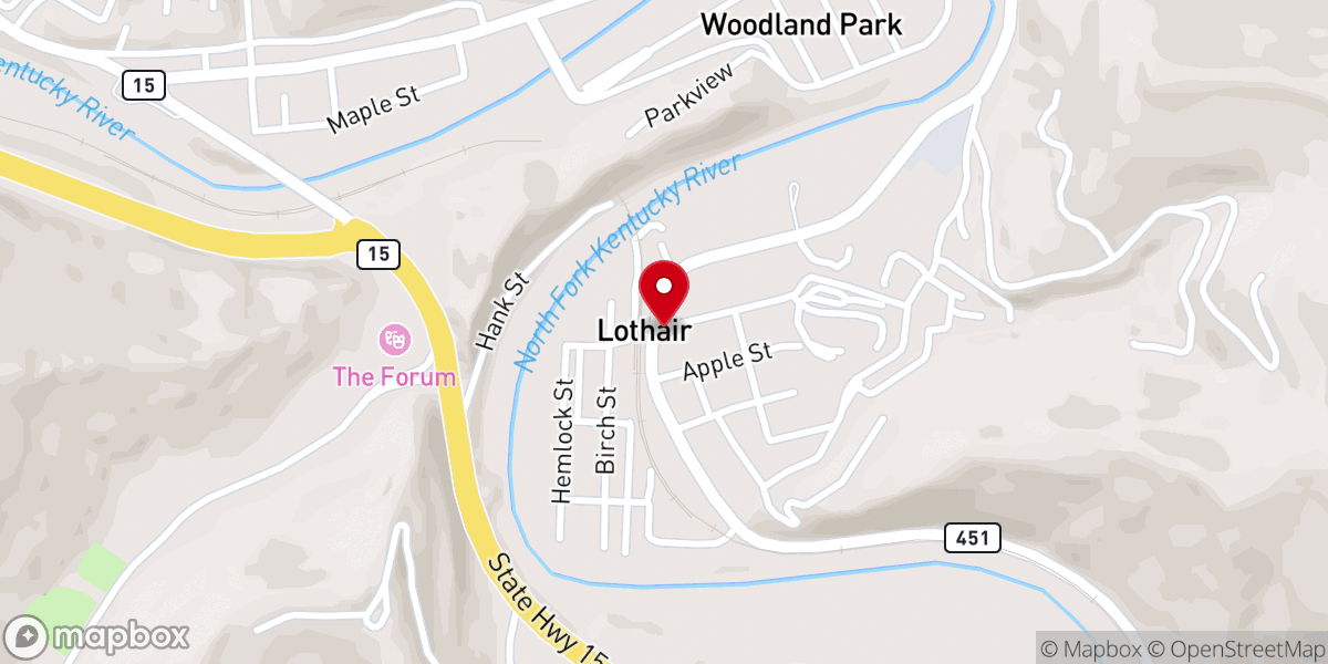 Map showing location of Lothair United Methodist Church