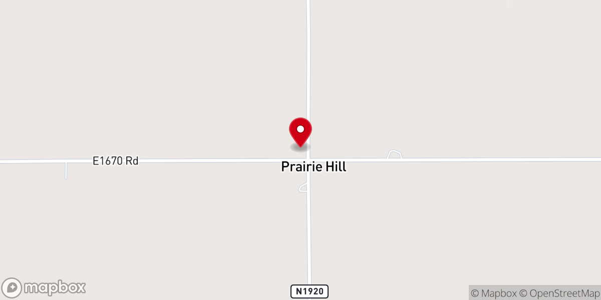Map showing location of Prairie Hill Baptist Church