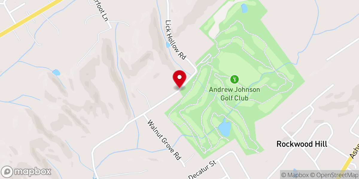 Map showing location of First Church of God at Greenville Tennessee Inc