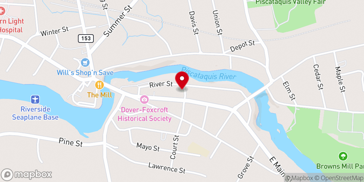 Map showing location of Dover Foxcroft United Methodist Church
