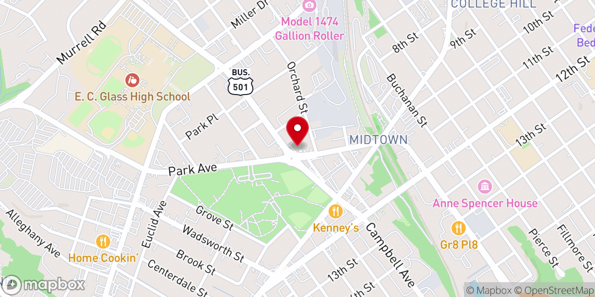 Map showing location of Peaceful Baptist Church