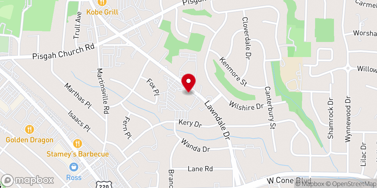 Map showing location of Lawndale Baptist Church