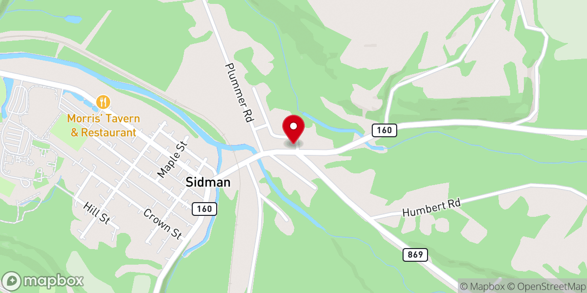 Map showing location of Sidman Methodist Church
