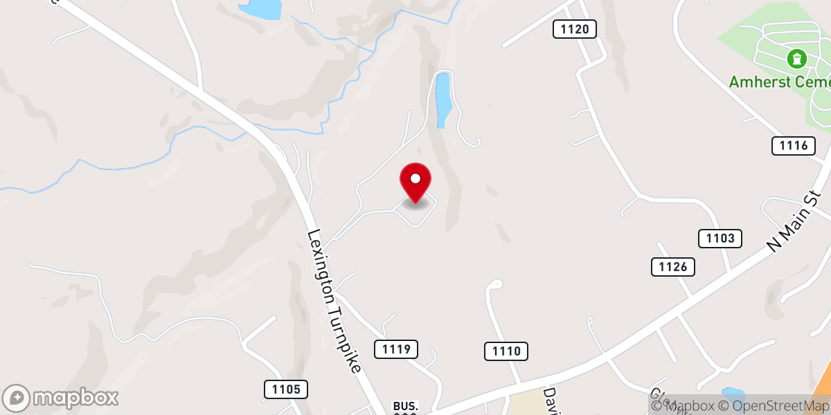 Map showing location of Amherst Baptist Church