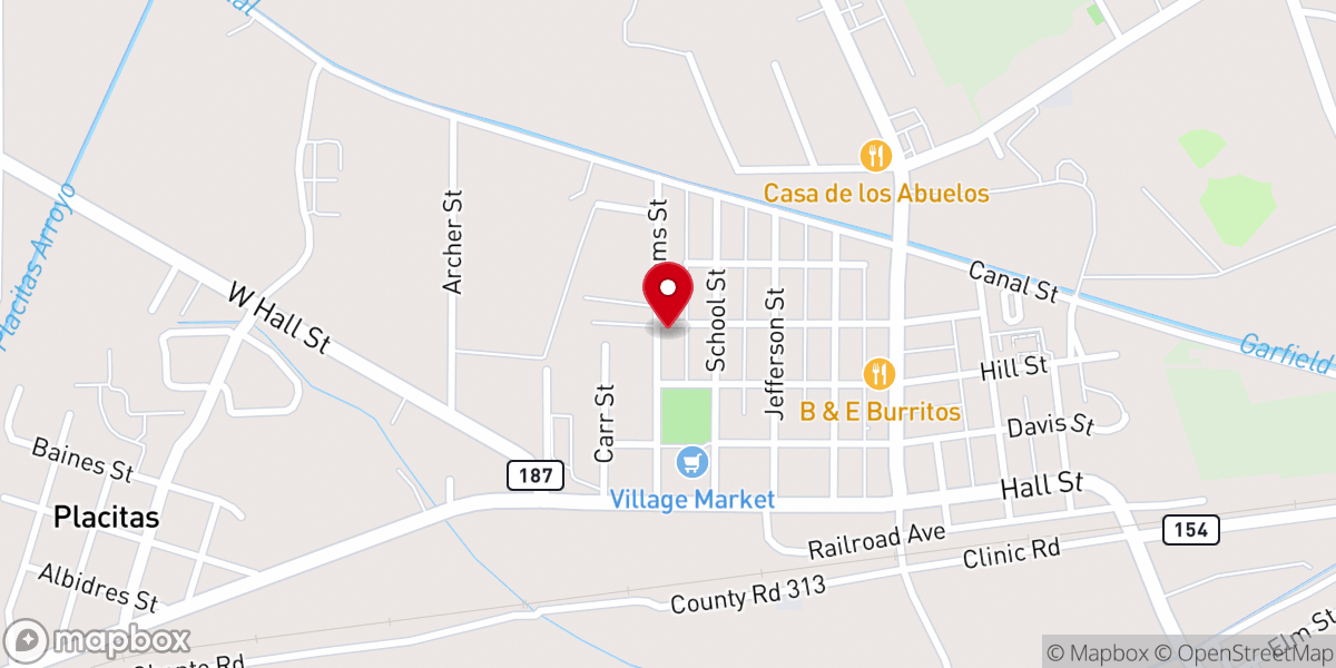 Map showing location of Adams Street church of Christ