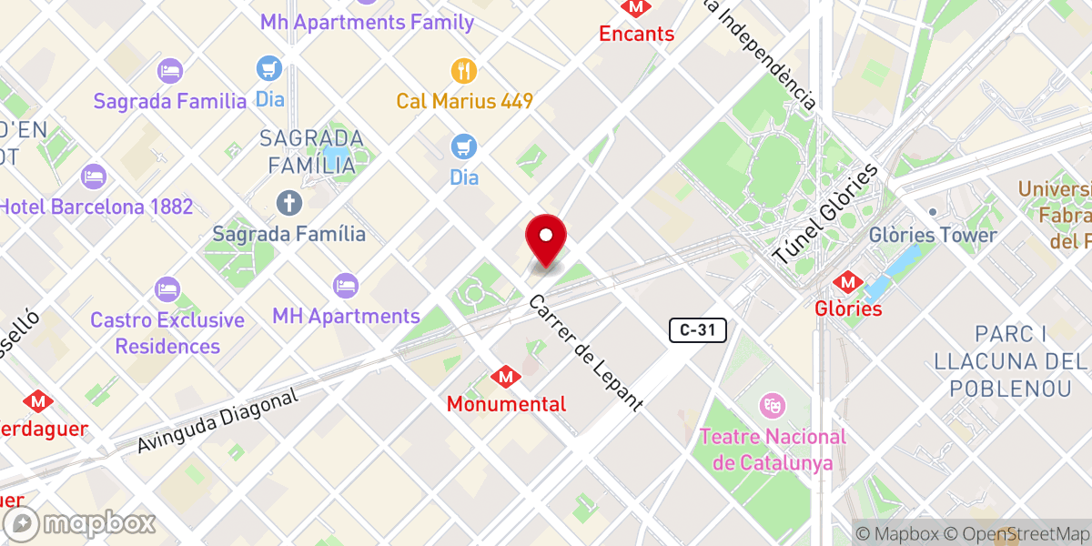 Map showing location of Iglesia evangelica CFC Barcelona