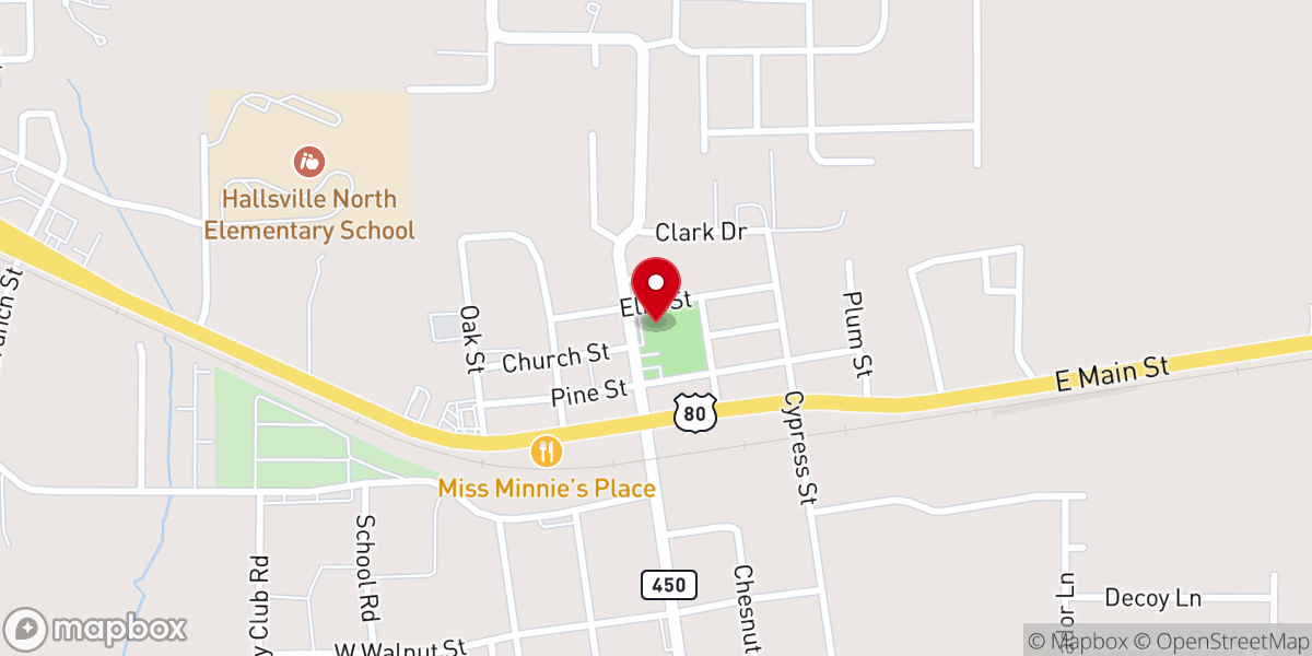 Map showing location of Hallsville Outreach Center