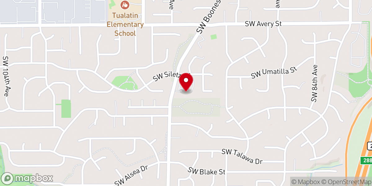 Map showing location of Tualatin Presbyterian Church