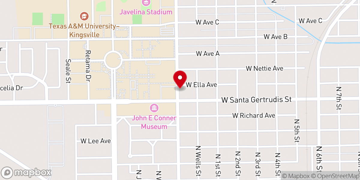 Map showing location of BSM at Texas A&M Kingsville