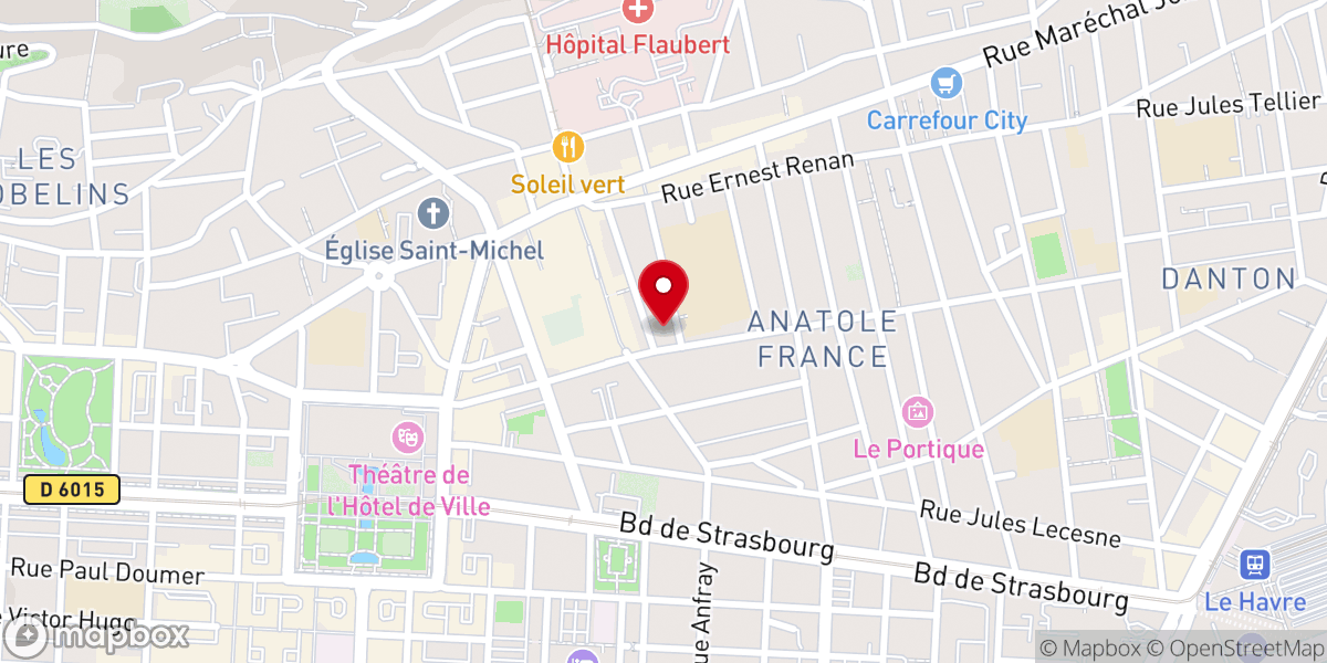 Map showing location of Temple protestant du Havre