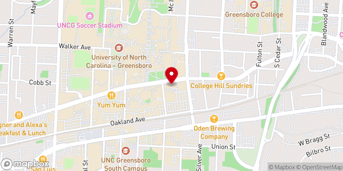 Map showing location of Associated Campus Ministries at Unc Greensboro Inc