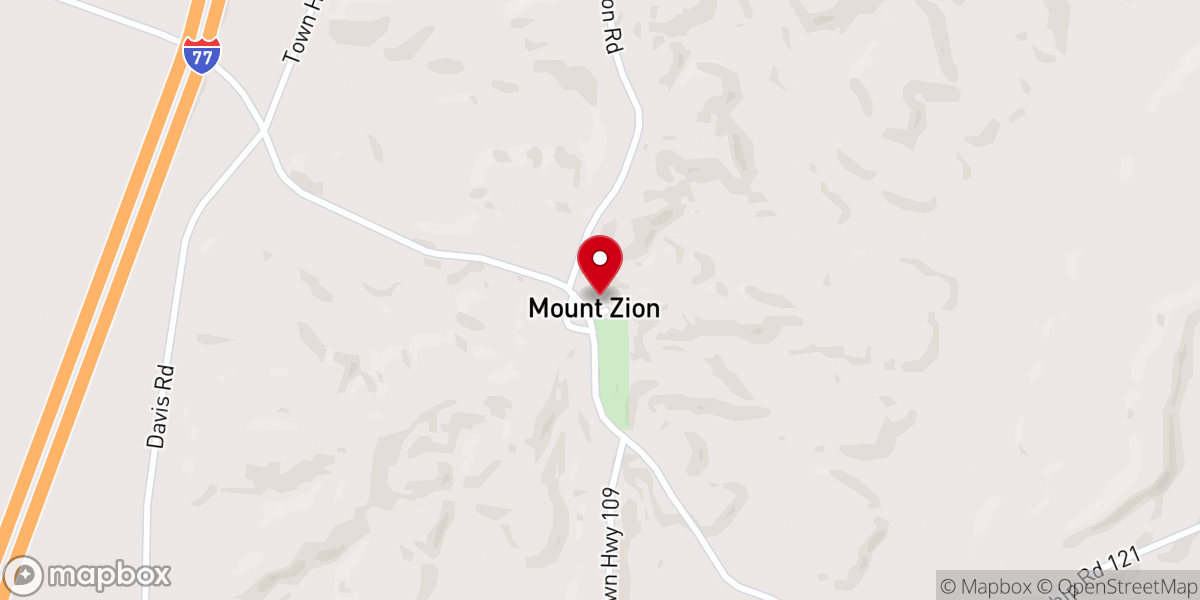 Map showing location of Mt. Zion Lutheran Church