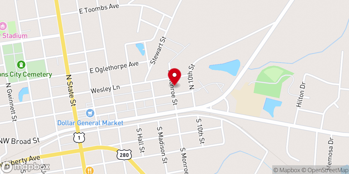 Map showing location of St Luke Ame Church
