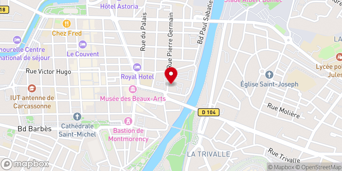 Map showing location of Église Évangélique Essen'Ciel - AdD de Carcassonne