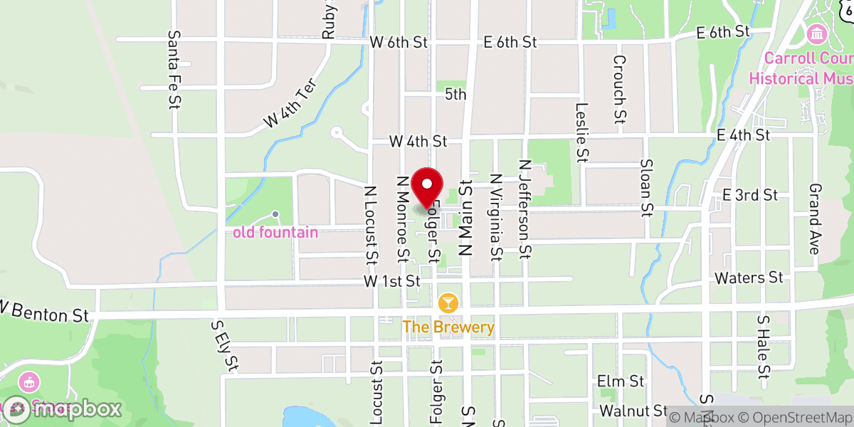 Map showing location of First Christian Church