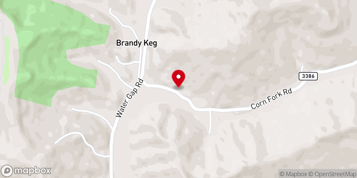 Map showing location of Corn Fork Church