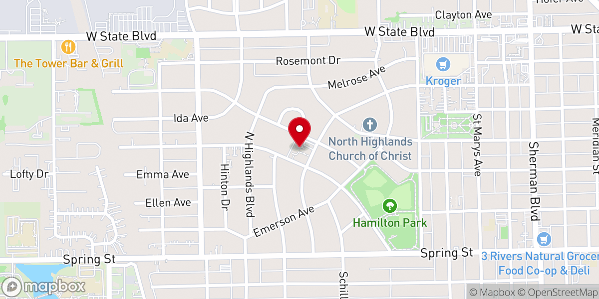 Map showing location of Grace Presbyterian Church