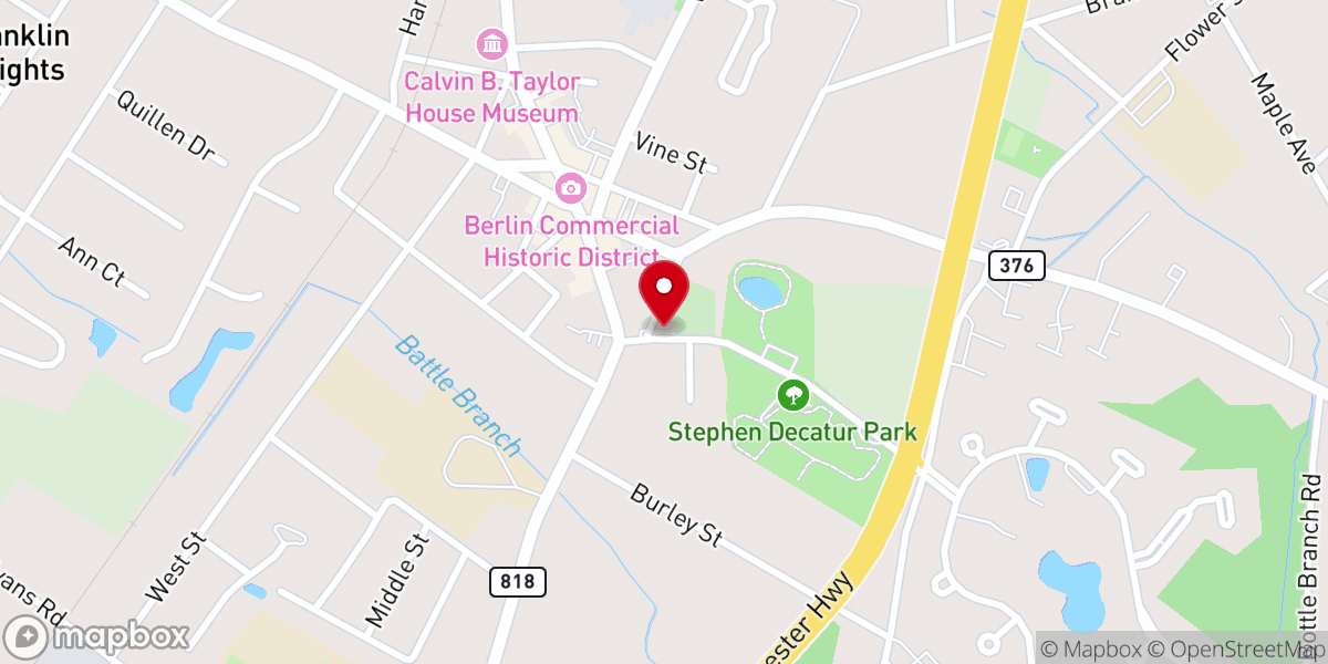 Map showing location of Episcopal church