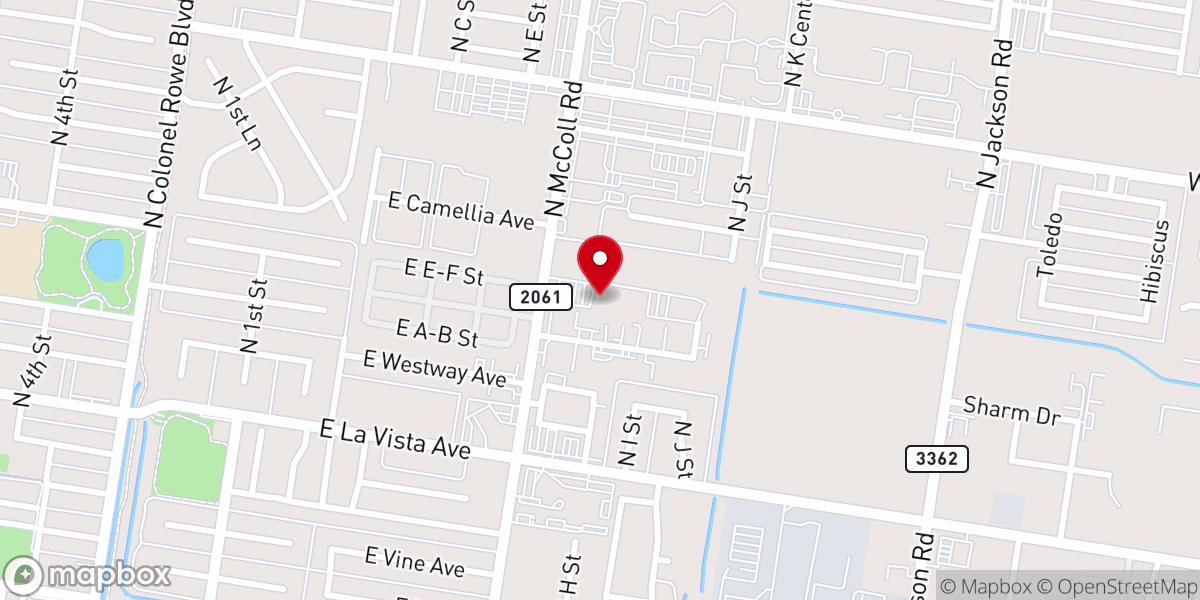 Map showing location of The Door Christian Fellowship McAllen