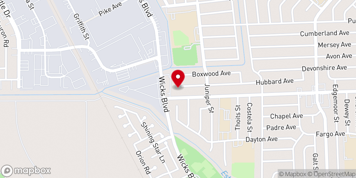 Map showing location of Hope Lutheran Church