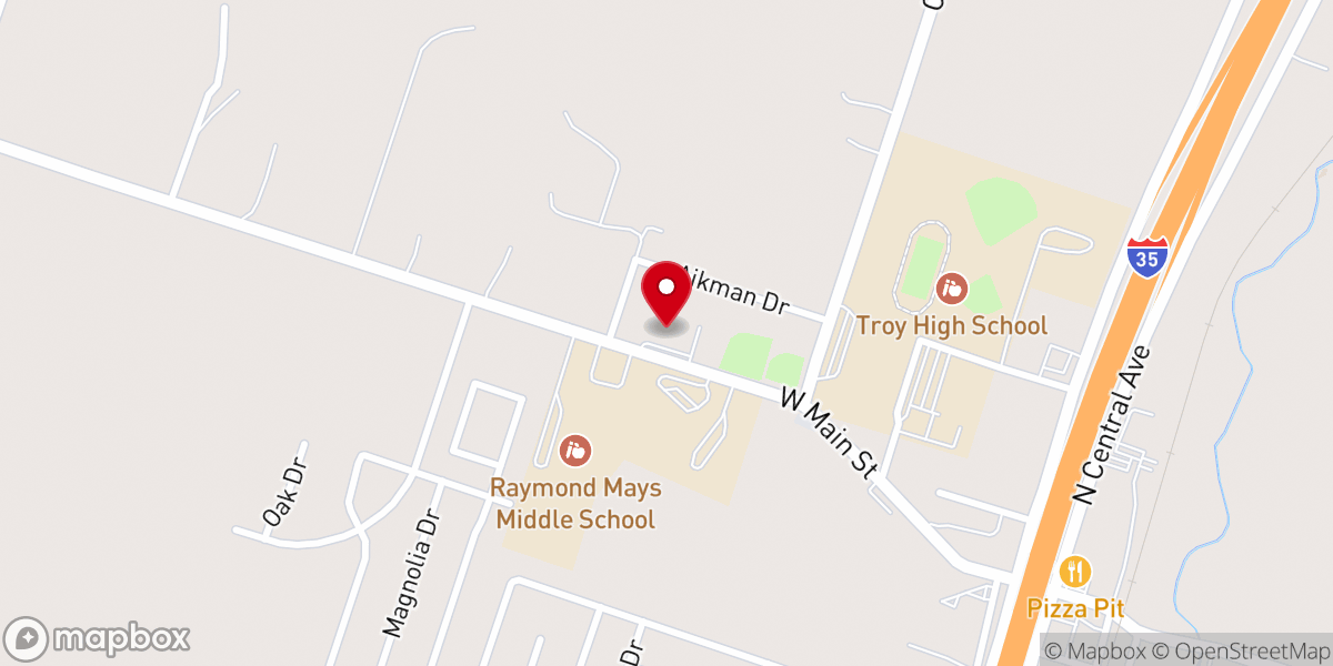 Map showing location of First Assembly of God Church