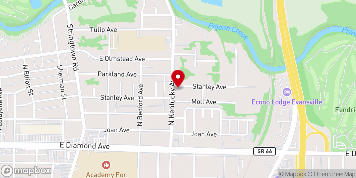 Map showing location of New Haven Baptist Church