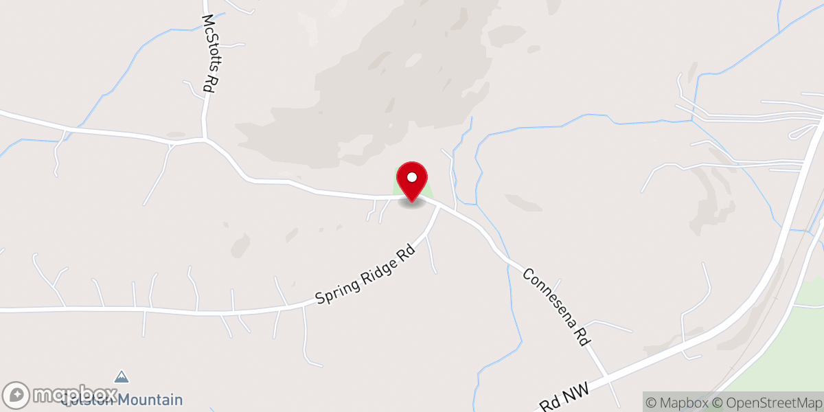 Map showing location of Connesena Baptist Church