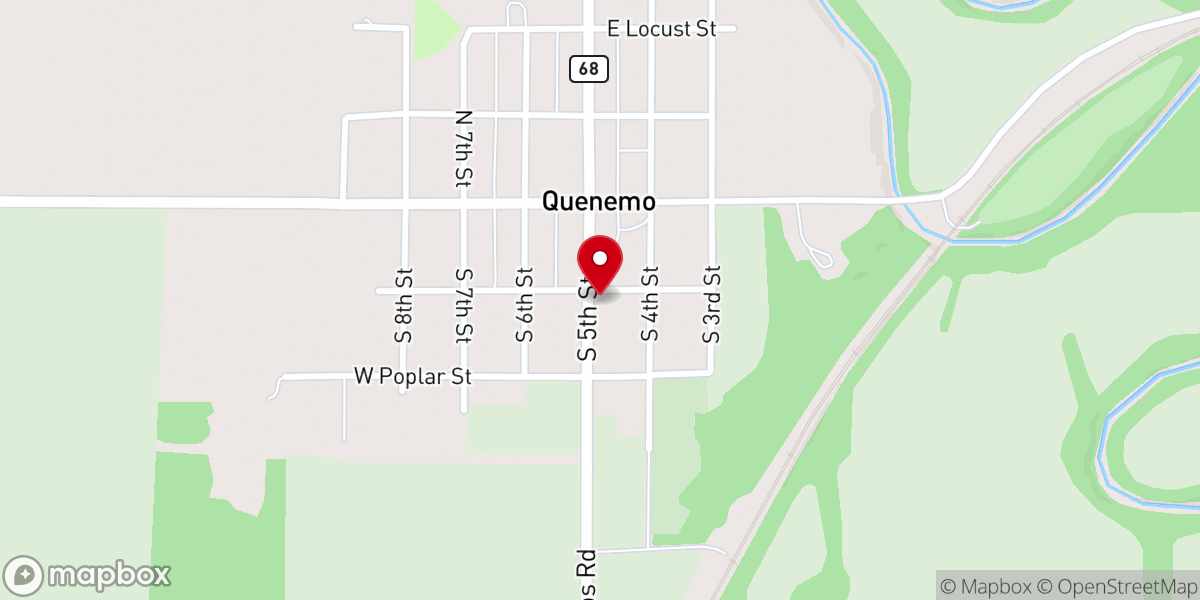 Map showing location of Quenemo Baptist Church